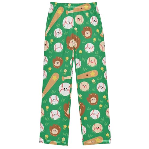 Boy's Pants Cute Baseball Character Jogger Pants Elastic Waist Long Bottoms Trousers with Pockets 6-14 Years