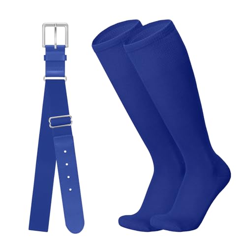 LEACOOLKEY Baseball Belt and Socks Softball Belt Socks Combo Set for Youth and Adult