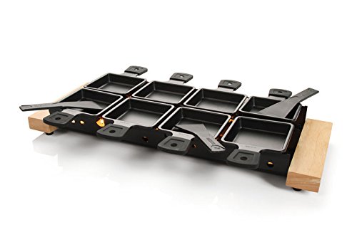BOSKA Partyclette XL, Tea Light Raclette Set with 8 pans, European Oak Wood