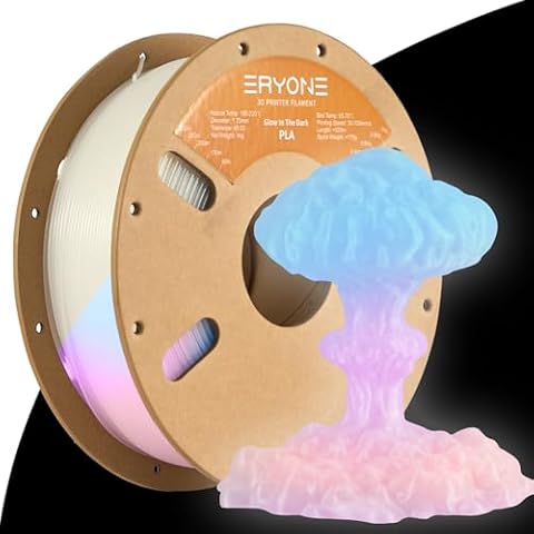 ERYONE Glow PLA Filament 1.75mm, Dimensional Accuracy +/- 0.03mm, 1kg Spool (2.2LBS) 3D Printer Filament, Glow in The Dark, Glow Rainbow
