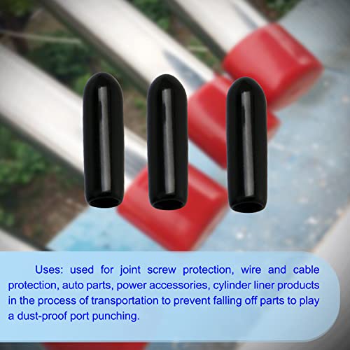 Image of Rubber Round End Cap Cover 0.08 Inch (2mm) Screw Thread Protectors PVC Flexible Tubing Pipe Protective Bolt Screw Thread Protector Safety Cover | for Pipe Post Tubing Rod Cover 50 Pcs (Black)