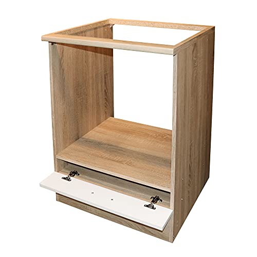 ANDY Moderner Herdumbauschrank Küche in Eiche Sonoma Optik, Weiß matt - Geräumiger Küchenschrank mit viel Stauraum - 60 x 90 x 60 cm (B/H/T)