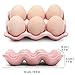 Flexzion Porcelain Egg Crate - 6-Egg Capacity Ceramic Egg Tray, Half Dozen Egg Holder for Fridge, Countertop Display - Pink Decorative Serving Dish and Storage Organizer, 2 Pack