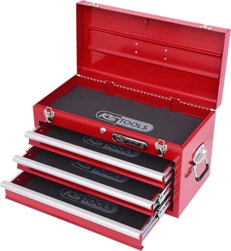 KS TOOLS 891.0003 - Coffre À Outils Vide Avec 3 Tiroirs (911.0100) - Glissières À Roulements À Bille - Tiroirs Complètement Retirable - En Tôle D'Acier -...