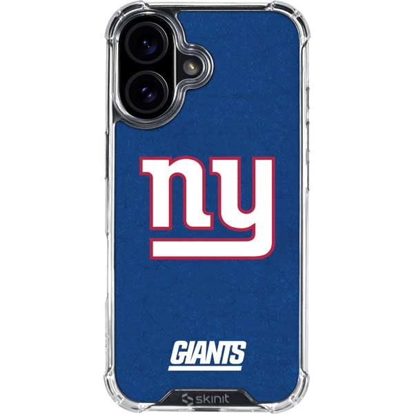 Skinit Clear Phone Case Compatible with iPhone 16 - Officially Licensed NFL New York Giants Distressed Design