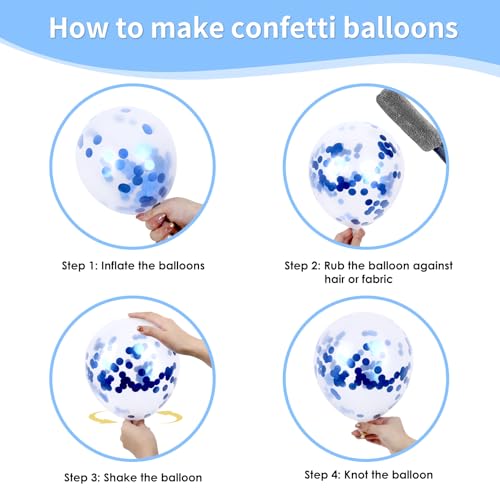 Image of RUBFAC Navy Blue Gold Balloon, Party Balloons Pastel Blue Metallic Confetti for Birthday Wedding Bridal Baby Shower Graduation Party Supplies, 65pcs 12 Inches