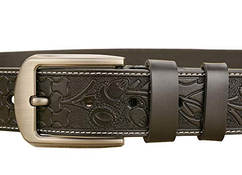 Cintura di jeans da uomo in pelle nera con stampa