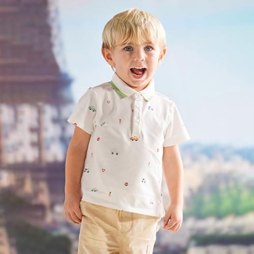 DAVE&BELLA Baby Boys Short Sleeve Polo Shirts Toddler Kids Pique Polo Uniform Shirt Embroidery Lapel Button Down Tee Shirts2