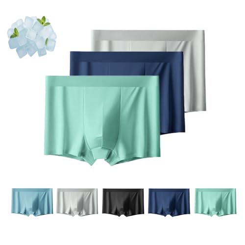 Genérico Nuvellor Ultra ComfortableBreathable & Seamless Cooling Boxer Briefs,Ice Boxer Pro Men's Premium Silk Underwear,Suitable for Daily Wear (3-Pcs-B, 3XL)
