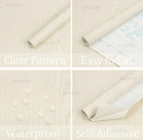 Image of WISDOM Peel and Stick Wallpaper Beige Wood Contact Paper Wood Grain Wall Paper for Nursery Room Bedroom Bathroom Cabinets Vinyl Roll Self-Adhesive Waterproof 24X120 Inch,Oak Wooden