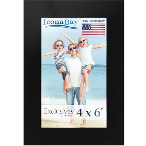 4x6 Picture Frame, Black, Exclusives, Sturdy Wood Composite Photo Frame