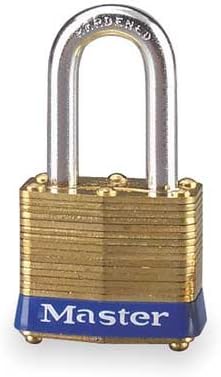 MASTER LOCK Keyed Padlock, 5/8 in,Rectangle,Gold