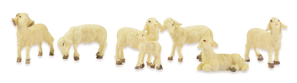 Riffelmacher Schafe 6-TLG. - 2,5-4cm - 78036 - für 8cm große Krippenfiguren - Weihnachtskrippe Handarbeit Weihnachtswunder Jesus Geburt Heiligabend Dekoration