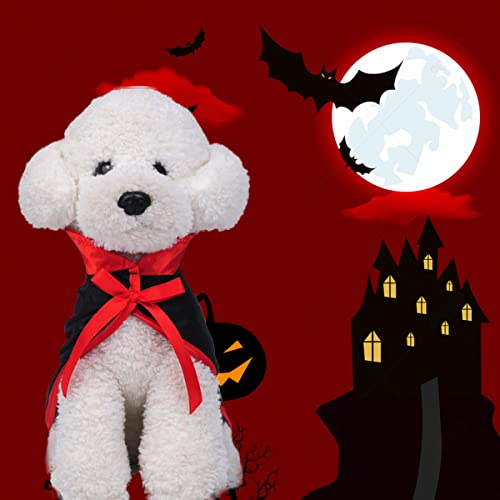 Dog Halloween Cape Costume, Pet Vampire Cloak Costume, Puppy Cool Witch Cape Clothes, Funny Dog Cosplay Dress Wizard Apparel For Small Medium Large Dogs Cats (One Size, Red) #TOP3