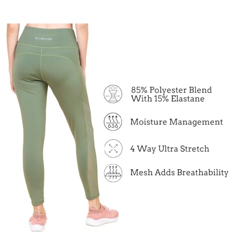 Image of 3rd Planet Women's High Waist Activewear Leggings | 4-Way Stretch, Sweat-Wicking, Non-See-Through Gym & Yoga Tights with Side Pockets | Comfortable Slim Fit Pants for Workout, Running & Fitness