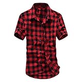 Mens Shirts Casual Summer Short Sleeve Button Down Plaid Shirt Big and Tall Striped Blouse Regular...