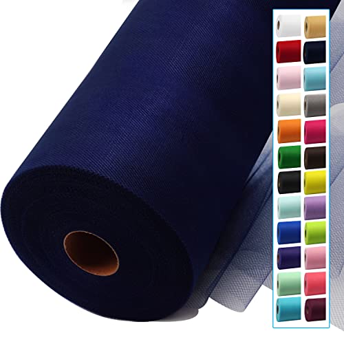 Image of Navy Blue Tulle Fabric Rolls 54 Inch by 40 Yards Tulle Bolt Spool for Wedding Decorations DIY Tutu Baby Shower Table Skirt Ceiling Decor Birthday Party Craft Supplies