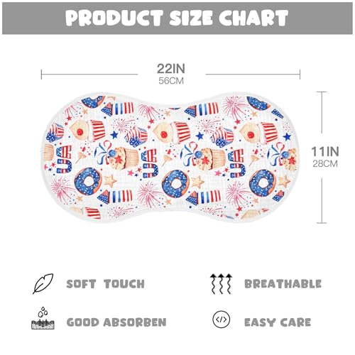 xigua USA Donuts Muslin Baby Burp Cloths Set of 1, Super Soft & Absorbent Burping Rags, Cotton Burp Clothes Shower Gift for Newborn, Baby Girls and Boys4
