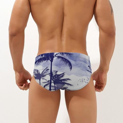 Palm Trees Mens Swim Briefs Quick Dry Swimming Trunks Training Swimsuit Low Rise Swimwear2