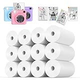 Thermal Paper, 12 Rolls Kids Instant Camera Refill Print Paper, Atnadov HD Thermal Paper (BPA Free) Kids Instant Camera Refill Print Paper Perfect for Most Kids Cameras (White-12 Rolls)