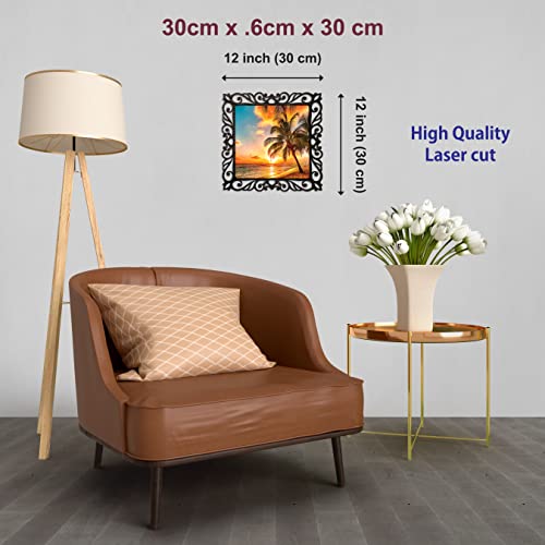 Image of Casa Rica Photo Frame Painting Wall Hanging home decoration for Wall, Living /Bed Room, Lobby(12inch x12inch) Laser Cut(Multicolor) (Beach)