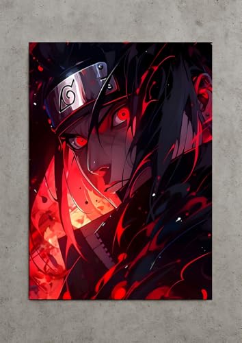 Image of NIJUKA Anime Printed Metal sheet Poster For Home And Room Decoration | For Anime Art Fans Boys And Girls (Akatsuki member itachi)