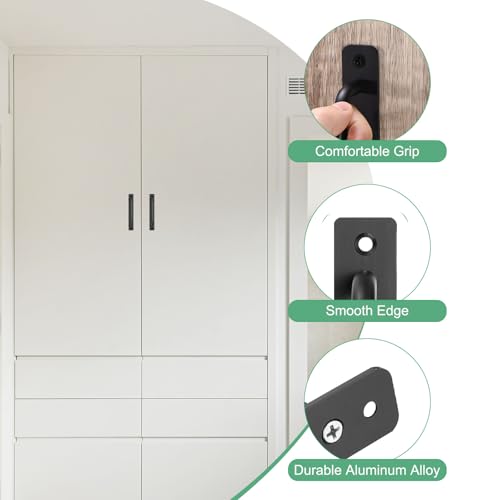 Image of M METERXITY 2-Pack Barn Door Handles, 6.3Inch /160mm Hole Center Aluminium Alloy Gate Handle with Mounting Screws for Bathroom /Wardrobe /Closet /Kitchen, Sliding Door Handle with Plate [Black]