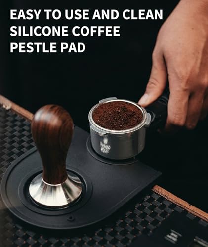 Image of Coffee Accessories, Black Coffee Tamper Mat for Espresso Machine, Non-Slip Silicone Tamping Pad for Home and Professional Use, Kitchen Countertop Protection Tool, 21 cm x 15 cm x 3 cm Dimensions