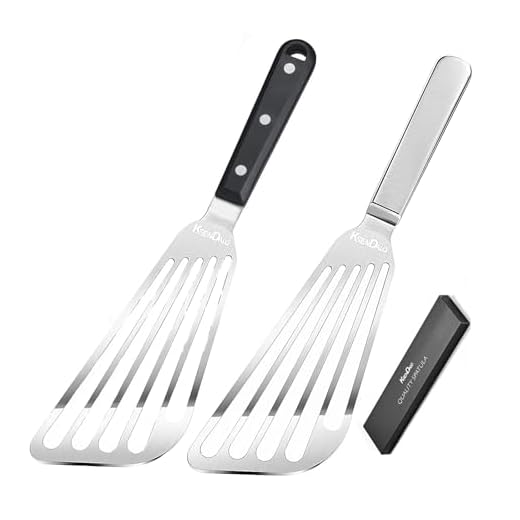 KSENDALO Fish Spatula Stainless Steel, Egg Flipper Spatula with Thin Flexible Slotted and Angled Blade for Kitchen Cooking, Grill, Camping, Essential Metal Spatulas,Silver Kitchen Utensils Set