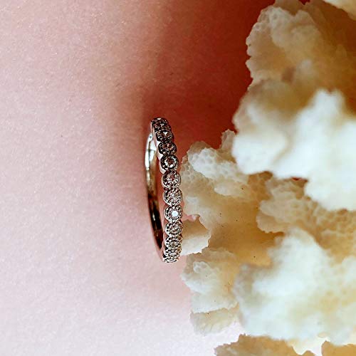 925 Sterling Silver 2.5mm Milgrain Wedding Band Vintage Stacking Round Bridal Half Eternity Ring4