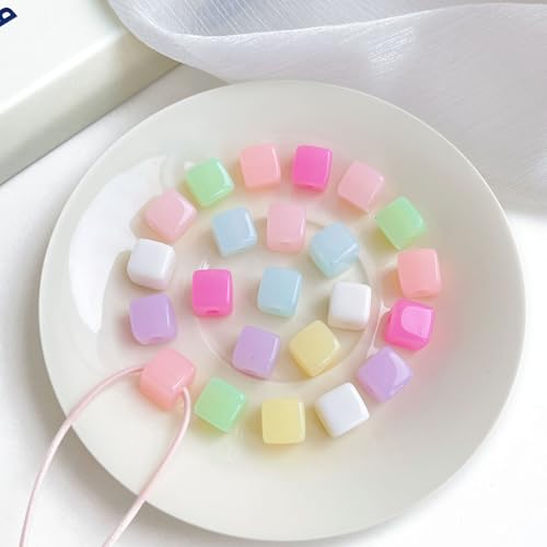 LiQunSweet 16MM 20 pcs Mixed Color Square Shaped Acrylic Beads Lovely Cube Loose Spacer Beads for Bracelet Earring Necklace DIY Crafts Jewelry Making