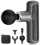 XXZU Mini Massage Gun 4000mAh Massager with 4 Massage Heads 7 Gears, Portable Handheld Muscle Massager Gun Suitable for Shoulder, Neck, Back, Legs Muscle Tissue for Pain Relief, Gray