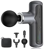 XXZU Mini Massage Gun 4000mAh Massager with 4 Massage Heads 7 Gears, Massager Tool Kit, Portable Handheld Muscle Massager Gun Suitable for Shoulder, Neck, Back, Legs Muscle Tissue for Pain Relief, Gray
