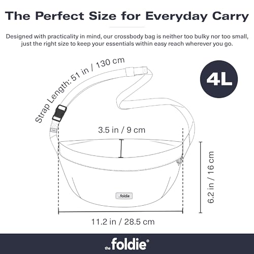 The Foldie Foldable Crossbody Bags for Women & Men - Anti-Theft RFID-Safe Fanny Pack with Smart Lockable Zippers and Cut-Resistant Strap - Lightweight Waist Pack for Travel & Everyday Use - Black