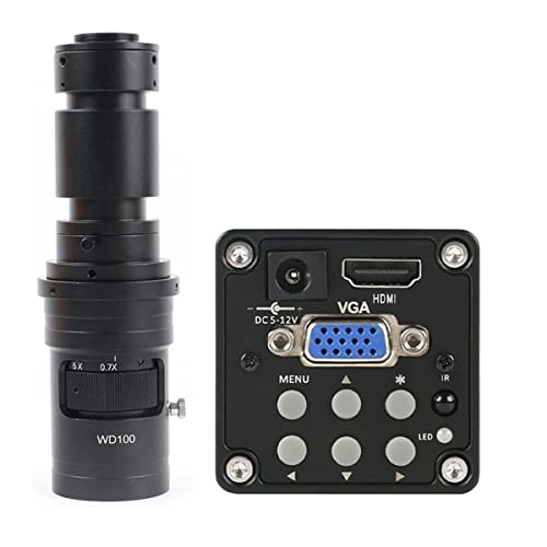 顕微鏡キット 1080p産業用デジタルビデオ顕微鏡カメラ100x 180x 300x C.レンズのマウント 顕微鏡レンズアダプター(With 500x lens,Red)