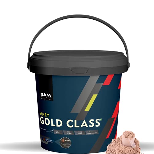 Image of SamFit Pro Gold Class Whey Protein | Chocolate Americana | 2.2 Lbs | 1kg | 24 Gram Protein per Scoop | USA made Whey (Chocolate, 4kg)