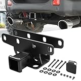 MusixiA Tow Trailer Hitch Receiver Kit Fit for 2018-2025 Wrangler JL JLU,2' Inch Trailer Hitch Receiver with Cover,Rear Bumper Towing Combo 2 Door & 4 Door