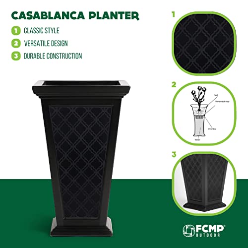 Image of FCMP Outdoor Casablanca Self-Watering Planter (2-Pack) - Set of 2 Large Planters for Porch, Patio, Outdoor /Indoor (MOD-CP3000-BLK-2) Black (24-inch Tall)