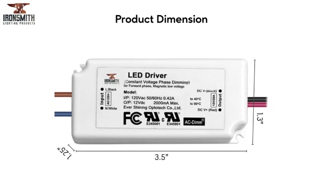 Image of Ironsmith Lighting Products - Constant Current LED Driver Transformer (12 Volt | 24 Watt | Dimmable)