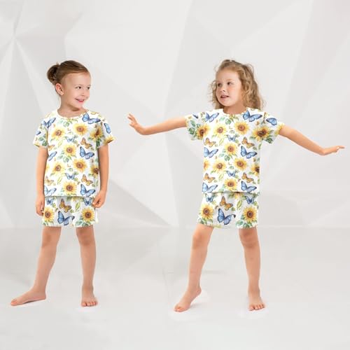 Butterfly Sunflower Pajama Set Pajamas Sleepwear Nightwear Loungewear Clothes Set B0403972 5