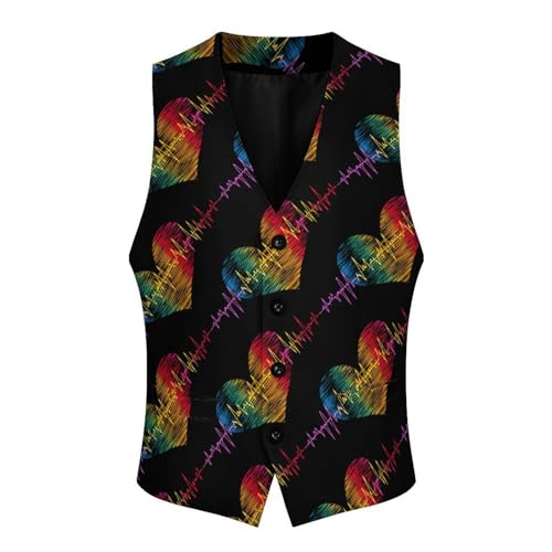 LGBT Heartbeat Lesbian Gays Love Men's Suit Vests Dress Vest V-Neck Waistcoat Slim Business Formal with Pocket4