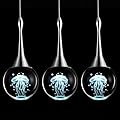 CHYING 1-Light Teardrop Crystal Pendant Light Mini LED Ceiling Hanging Light Globe Jellyfish Pendant Lighting for Kitchen Island Bathroom Dining Room Bar 6000K Cool White Chrome 3 Pack