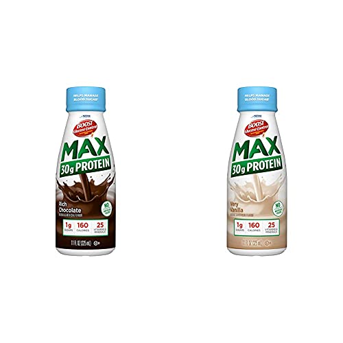 BOOST Glucose Control Max 30g Protein Nutritional Drink, Rich Chocolate, 12 Pack + BOOST Glucose Control Max 30g Protein Nutritional Drink, Very Vanilla, 12 Pack
