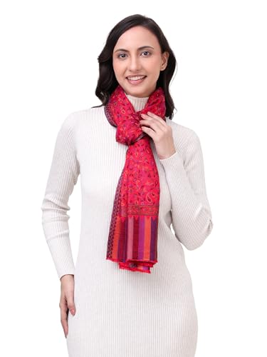 Image of EH Pashmina Stole, Reversible Jamawar weave in beautiful paisley & floral, very soft MODAL fabric, all season Stole, Scarf, Wrap.