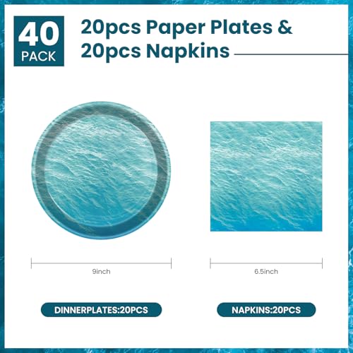 Kfjbpb PLATES AND NAPKINS Party Supplies, Disposable Ocean Waves Paper Plates And Napkins Tableware Set thumb #1