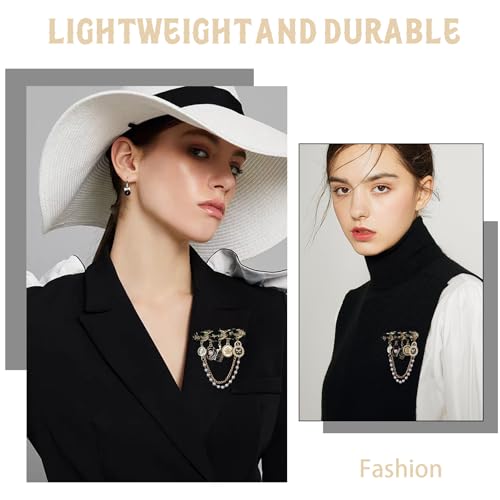 Image of Fashion Pearl Four Leaf Clover Brooch Number 5 Vintage Rhinestone Camellia Brooches Pins for Women Wedding /Bouquet /Banquet Jewelry (Pearl Brooch Pin)(Heart Brooch)
