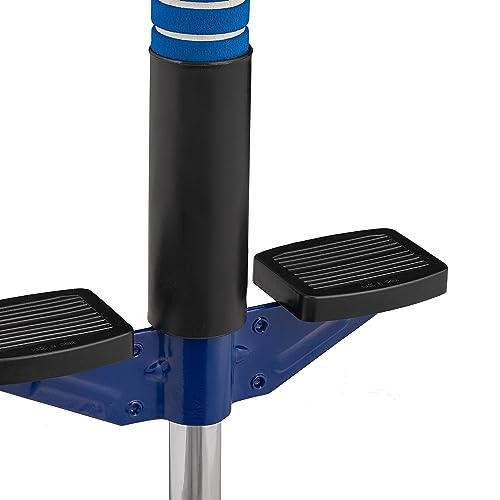 Relaxdays Pogo Stick, für Kinder, Springstock bis 35 kg, gepolststert, Sprungstab Outdoor, rutschfest, Edelstahl, blau