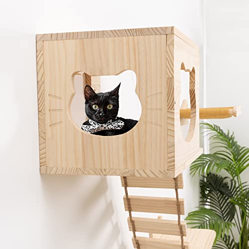 Cat Shelves And Perches Wall Mounted Cat Wall House Set-Cat Shelf For Wall Moon Cat Perches With Step Bundle #TOP2