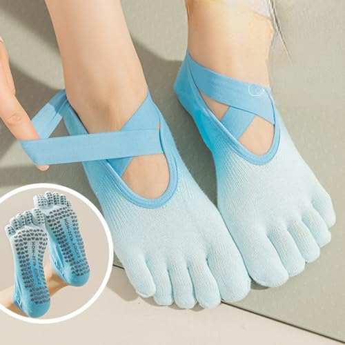 4 Pairs Women's Ombre Yoga-Toes Pilates Short Socks with Anti-Slip Grips4