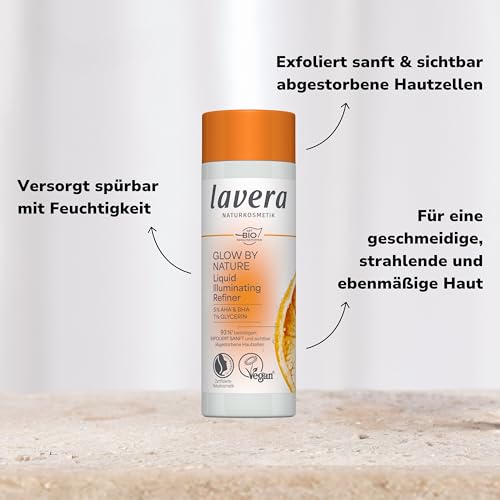 lavera Glow By Nature Liquid Illuminating Refiner - für gemscheidigere & ebenmäßigere Haut - feuchtigkeitsspendend - natürliches Q10 - Hautregenration - vegan - Natürkosmetik - 100 ml